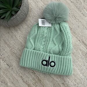 ALO Yoga Light Green Pom-Pom Beanie